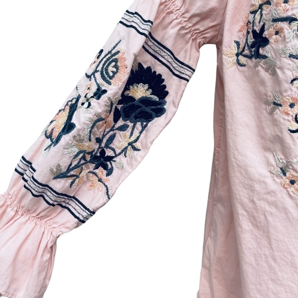 FREE PEOPLE Fleur Du Jour Off-the-Shoulder Embroidered Dress Small soft 8873 - Picture 9 of 11